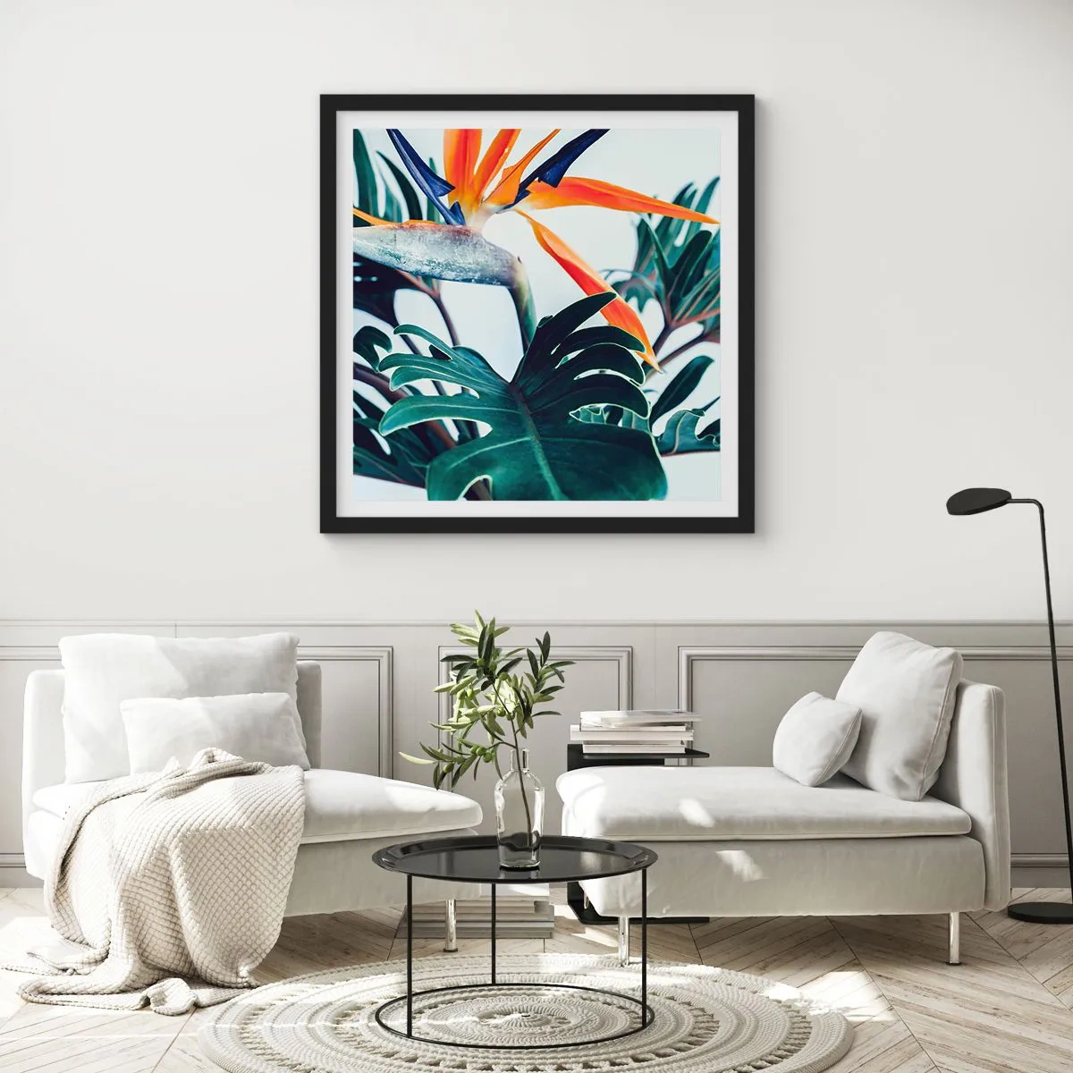 Poster in black frame - Birdy Bush - 30x30 cm
