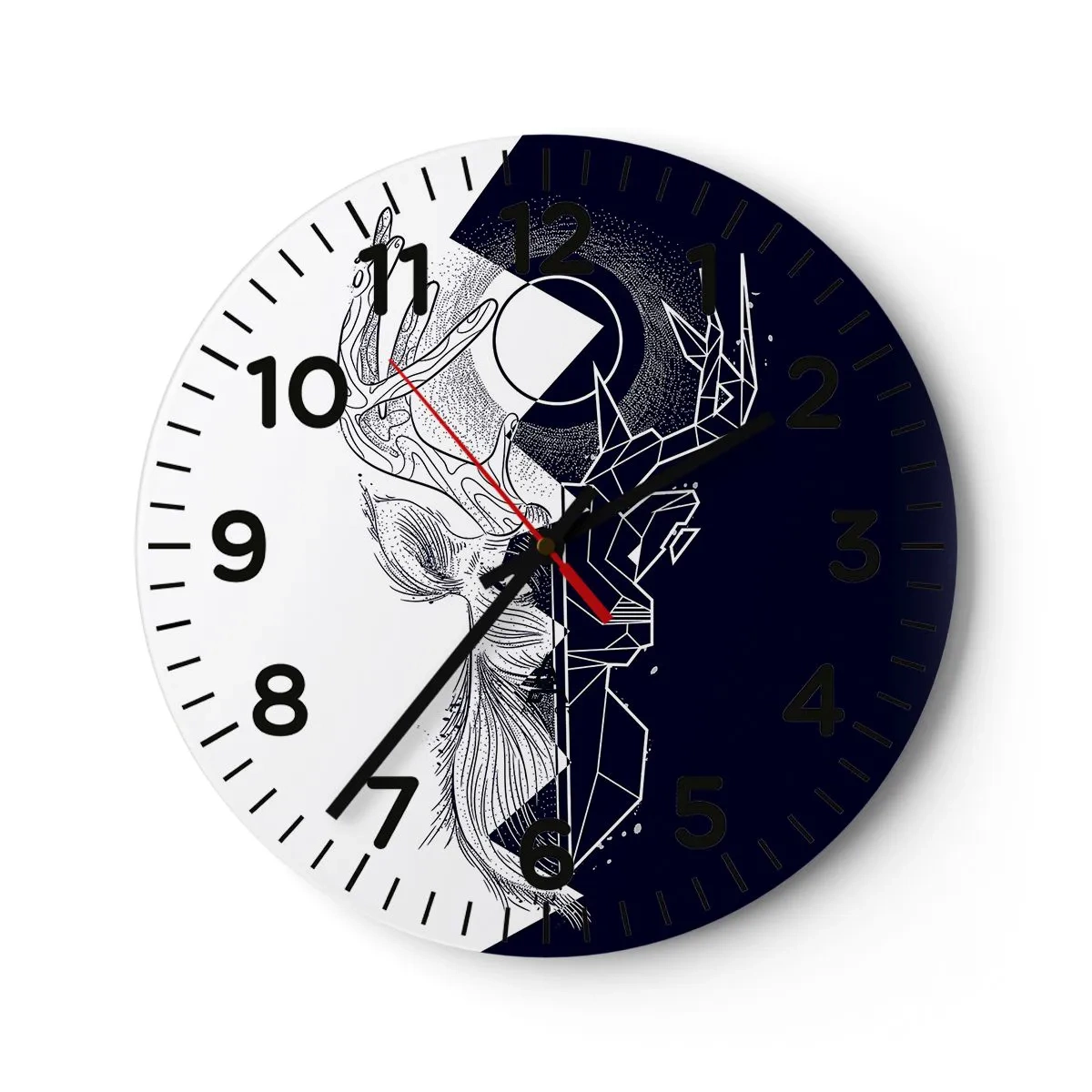 Wall clock - Clock on glass - Struggle and Unity of the Opposites - 30x30 cm