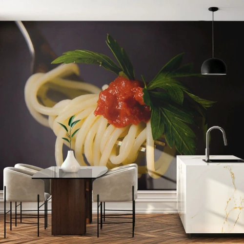 Self-Adhesive Photo Wallpaper Deluxe Sticker - Tasty Bite - Gastronomy, Spaghetti, Italy - 400x280 cm