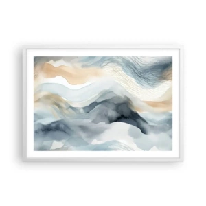 Poster in white frmae - Snowy and Foggy Abstract - 70x50 cm