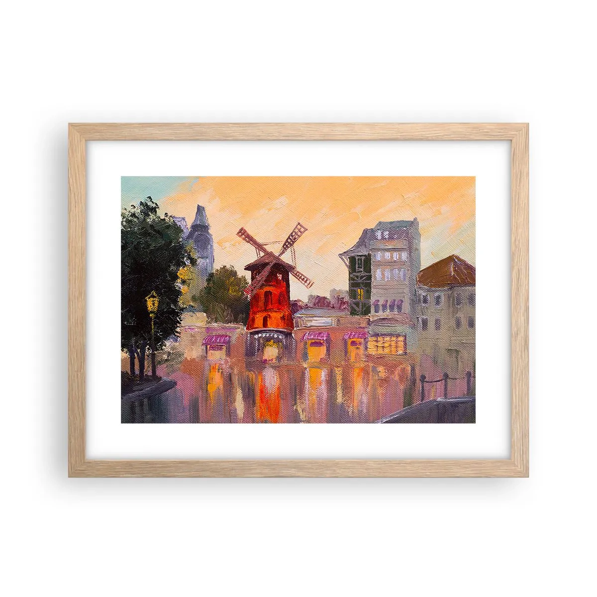 Poster in light oak frame - Icons of Paris - Moulin Rouge - 40x30 cm