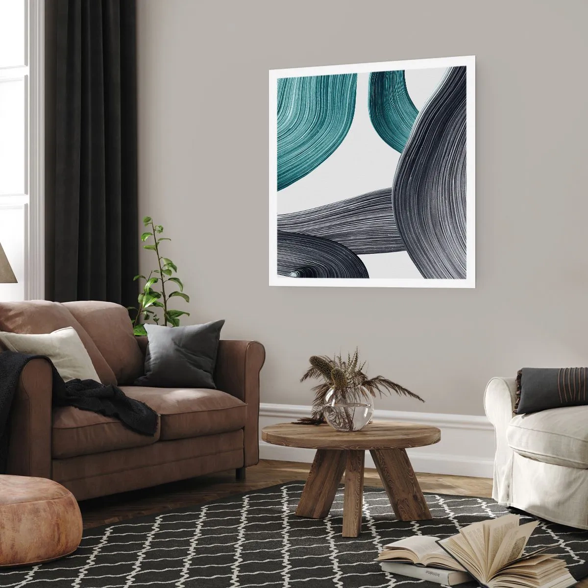 Poster - Emerald and Black Trails - 50x50 cm