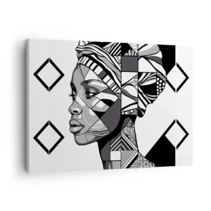Canvas picture - Black and white portrait of a woman in ethnic style - 70x50cm - Ethnic Portrait - Modern wall decoration for the living room and bedroom ARTTOR