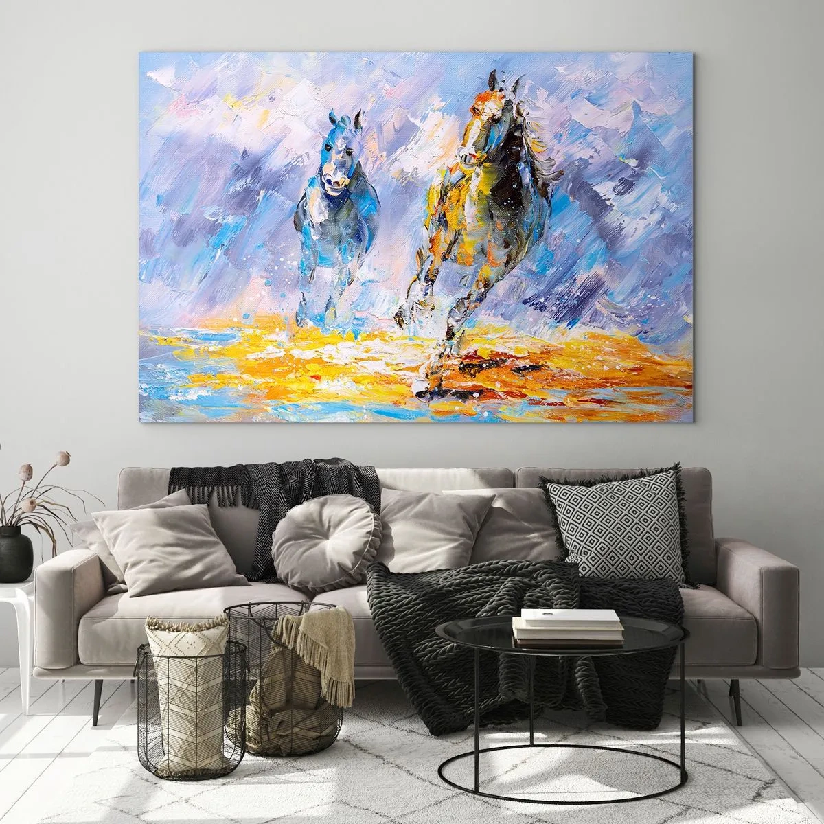 Glass picture - Galloping through Light - 120x80 cm