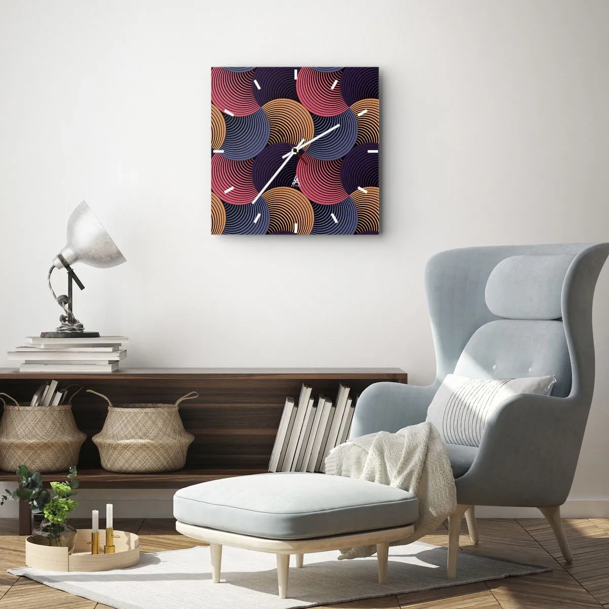 Wall clock - Clock on glass - In a Circular Rhythm - 40x40 cm