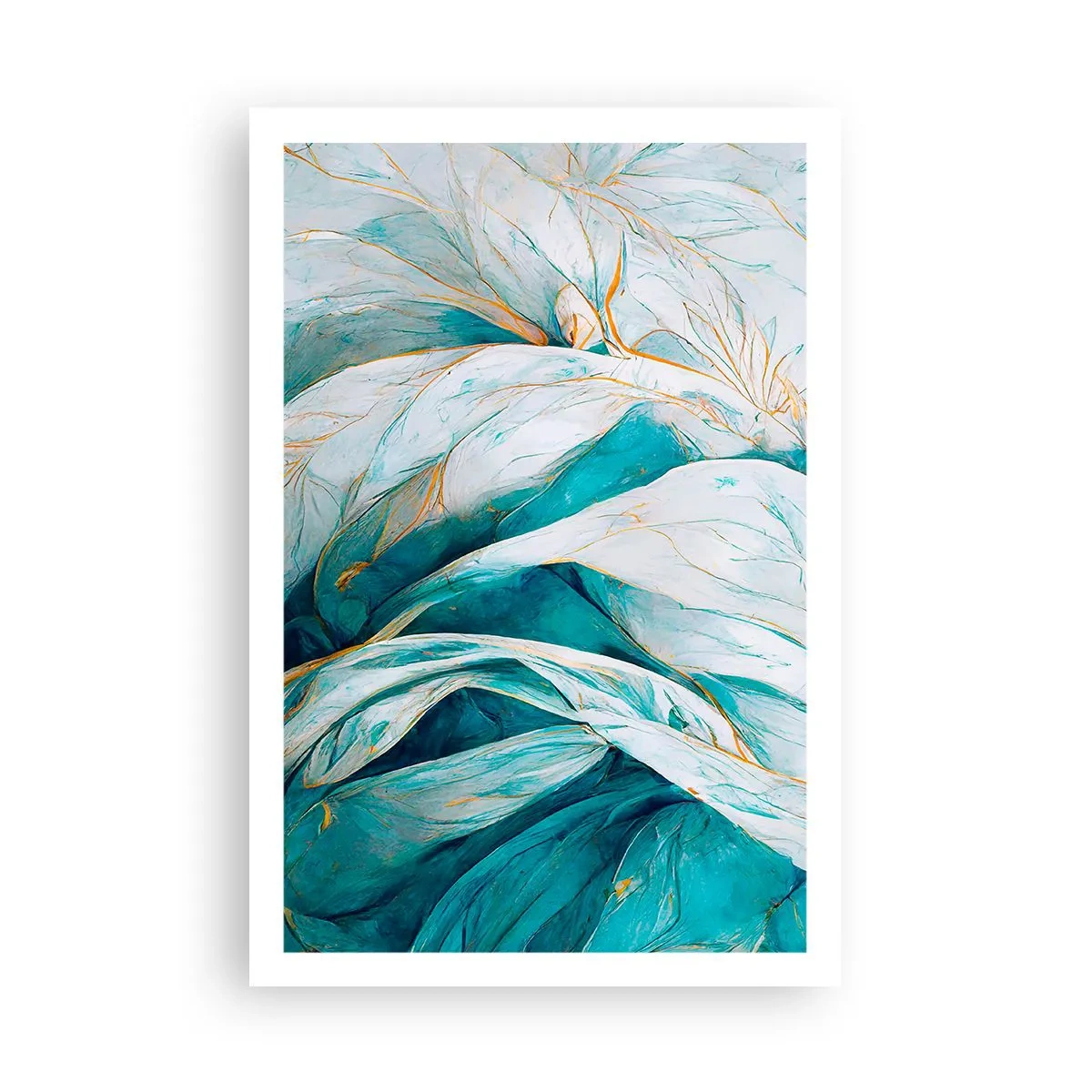 Poster - Blue Abstract with a Golden Motif - 61x91 cm