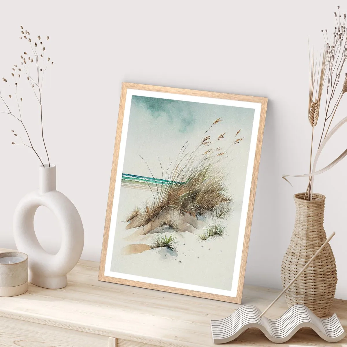 Poster in light oak frame - Wrapped by Sand - 70x100 cm