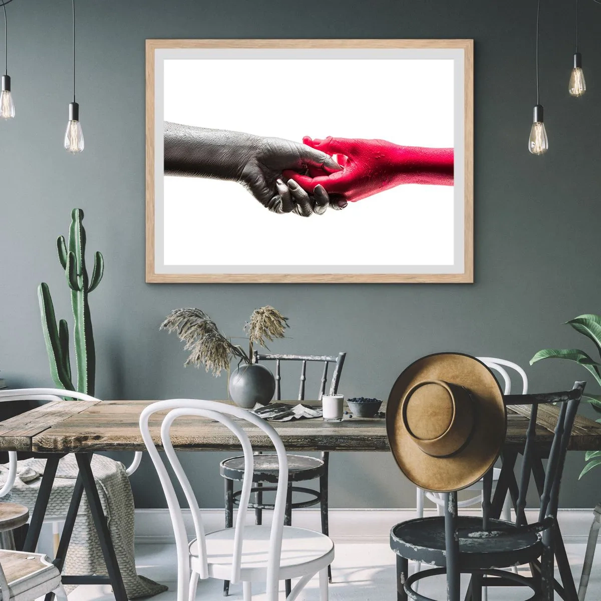 Poster in light oak frame - Together, although Different - 70x50 cm