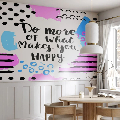 Photo Wallpaper Premium Canvas - How To Be Happy - Affirmation, Maxim, Words - 100x70 cm