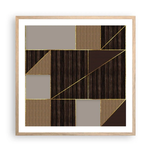 Poster in light oak frame - Mosaic of Brown and Gold - 60x60 cm
