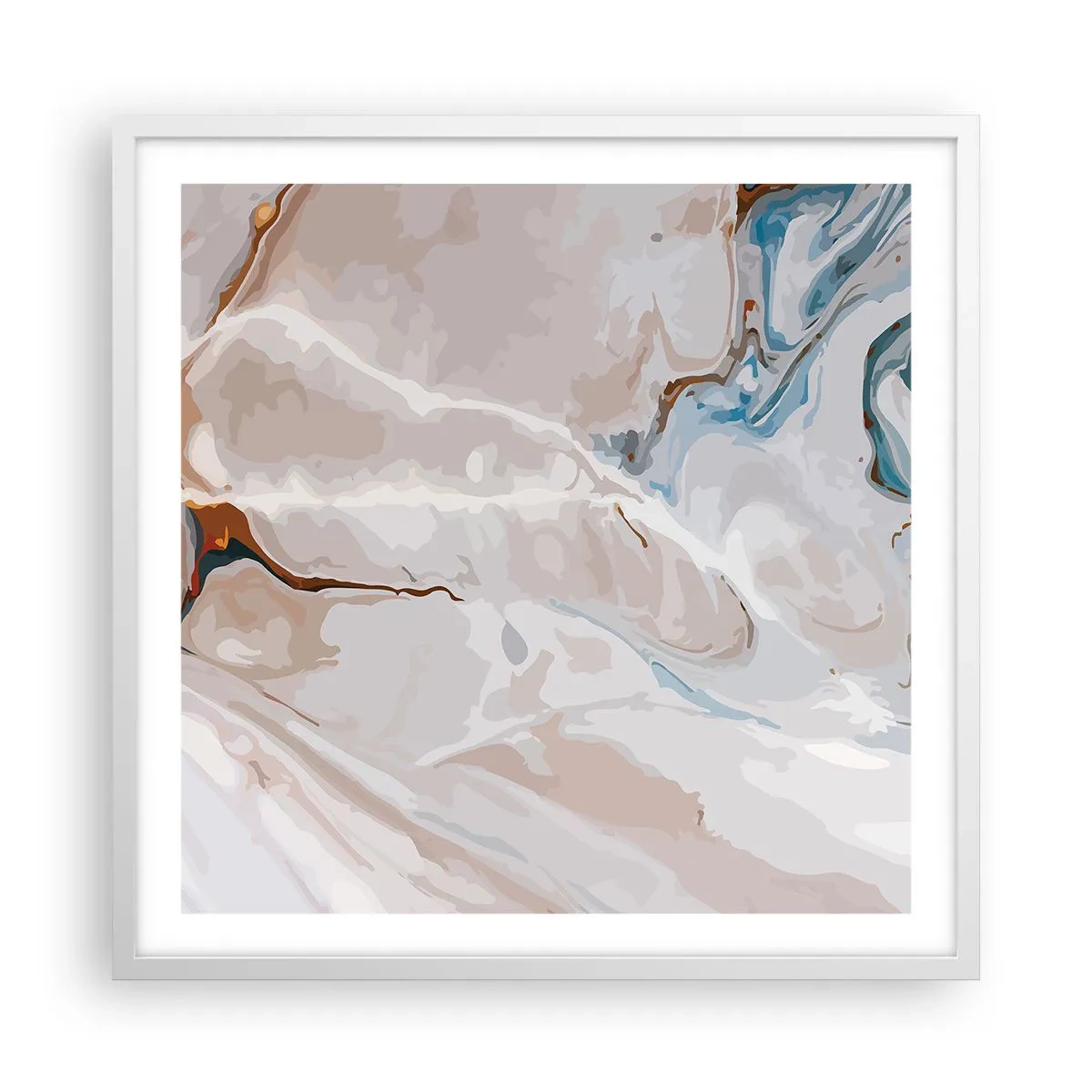 Poster in white frmae - Blue Meanders under White - 60x60 cm