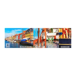 Photo Wallpaper Sample Self-Adhesive Deluxe Sticker - Joyful Coast - Copenhagen, Old Town, Architecture - 100x30 cm