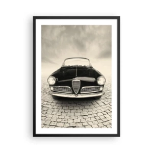 Poster in black frame - The front of a classic car on a cobblestone street - 50x70cm - How Can You not Love Me? - Modern wall decoration for the living room and bedroom ARTTOR
