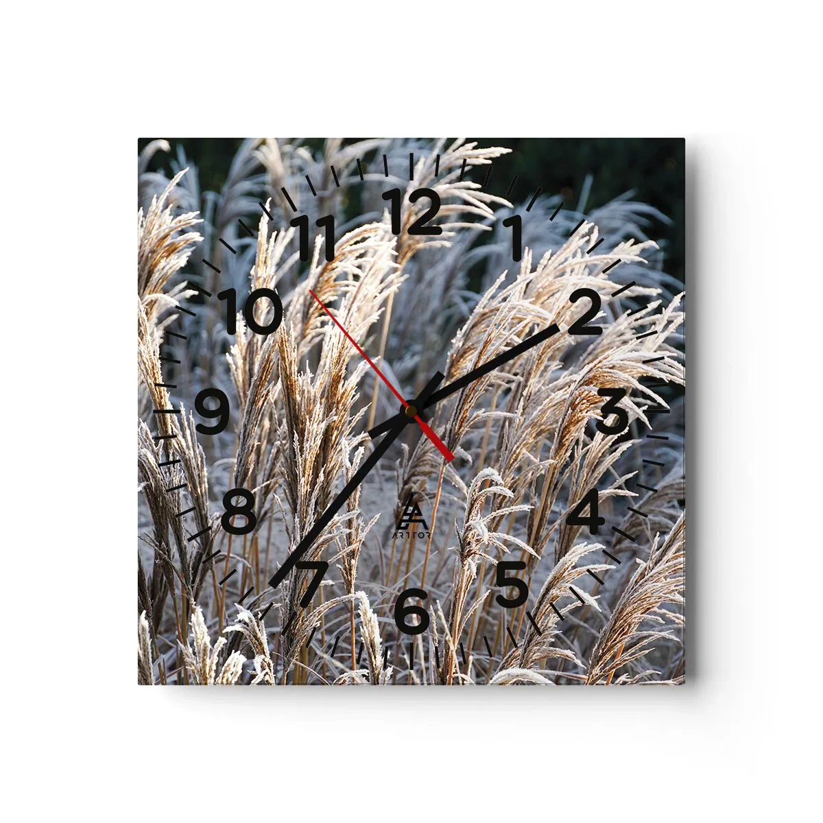 Wall clock - Clock on glass - Decorated with Frost - 30x30 cm