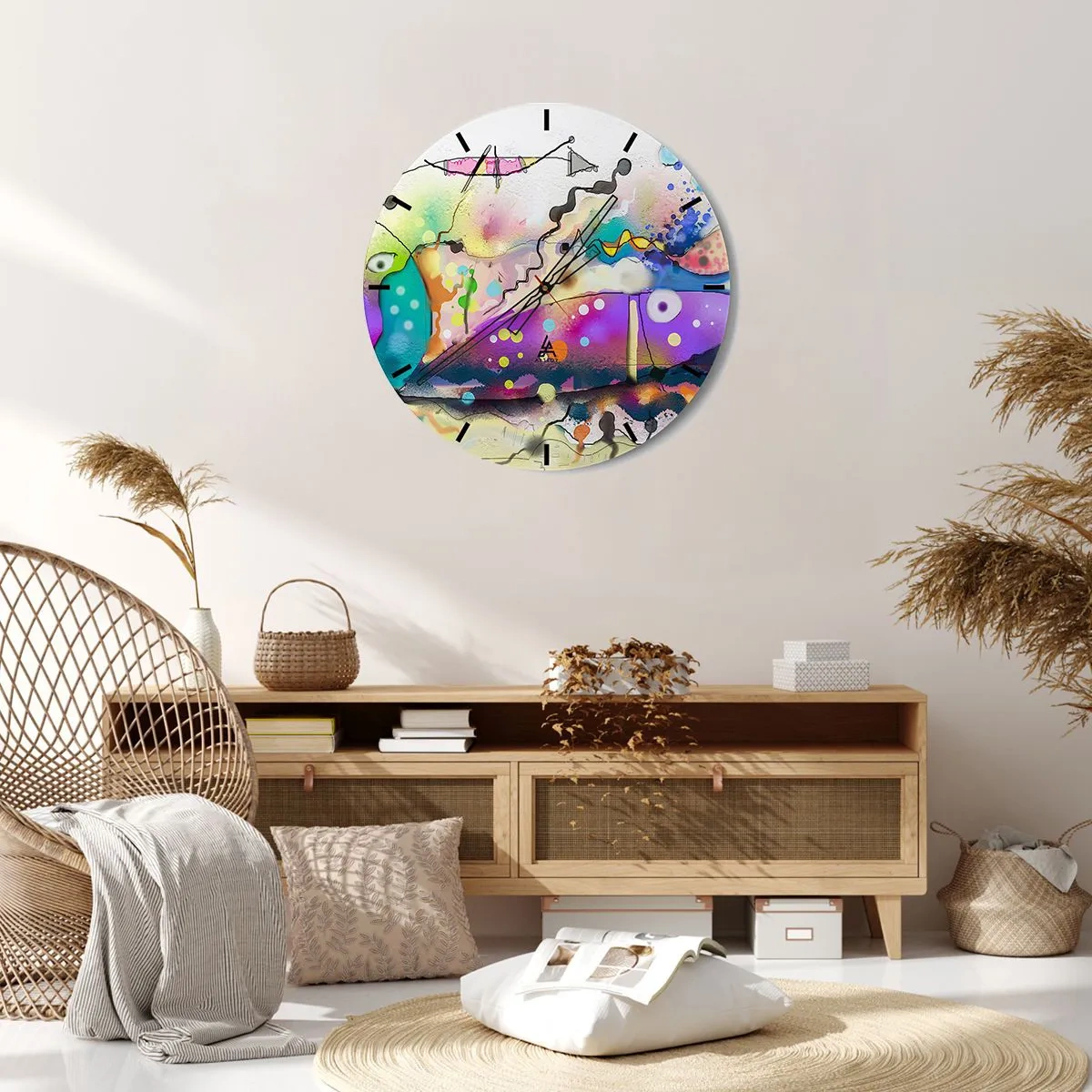 Wall clock - Clock on glass - No Words! - 40x40 cm