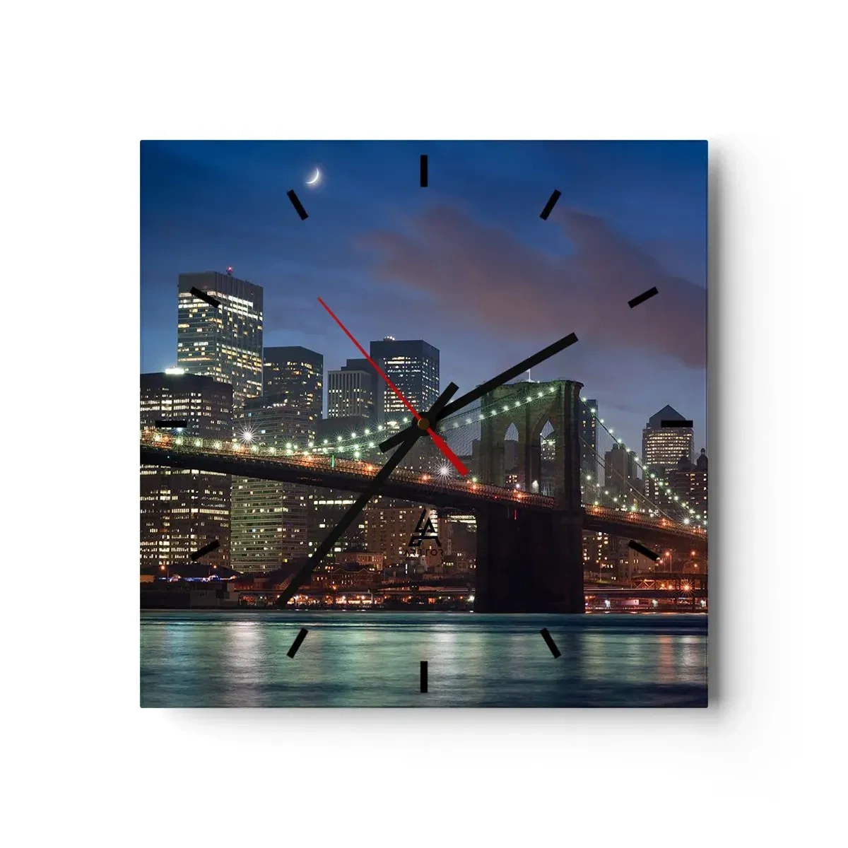 Wall clock - Clock on glass - Starry Night  - 30x30 cm