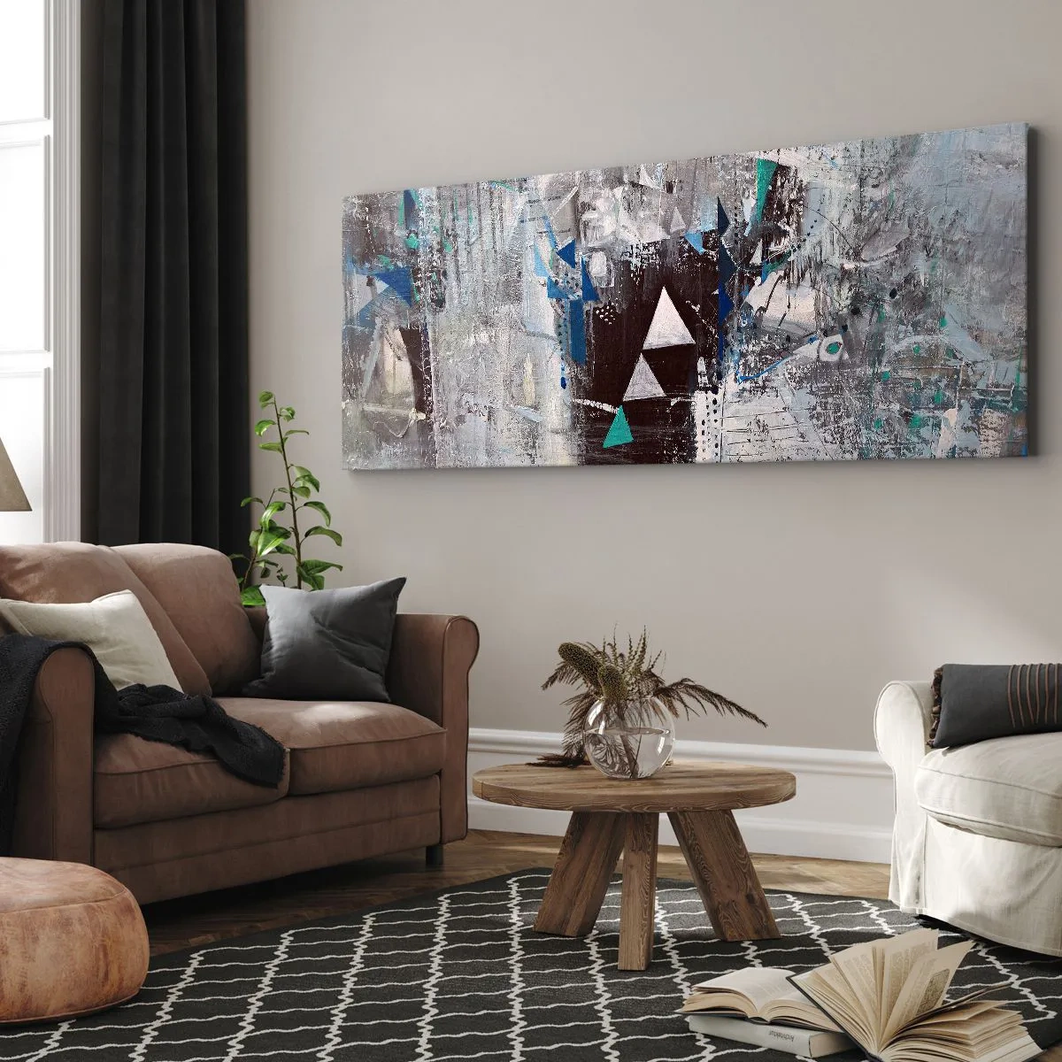 Canvas picture - Superior Order of Triangles - 90x30 cm