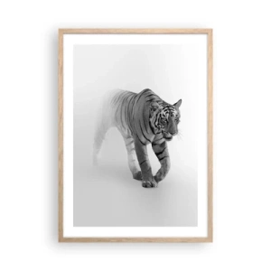 Poster in light oak frame - Crouching in Fog - 50x70 cm