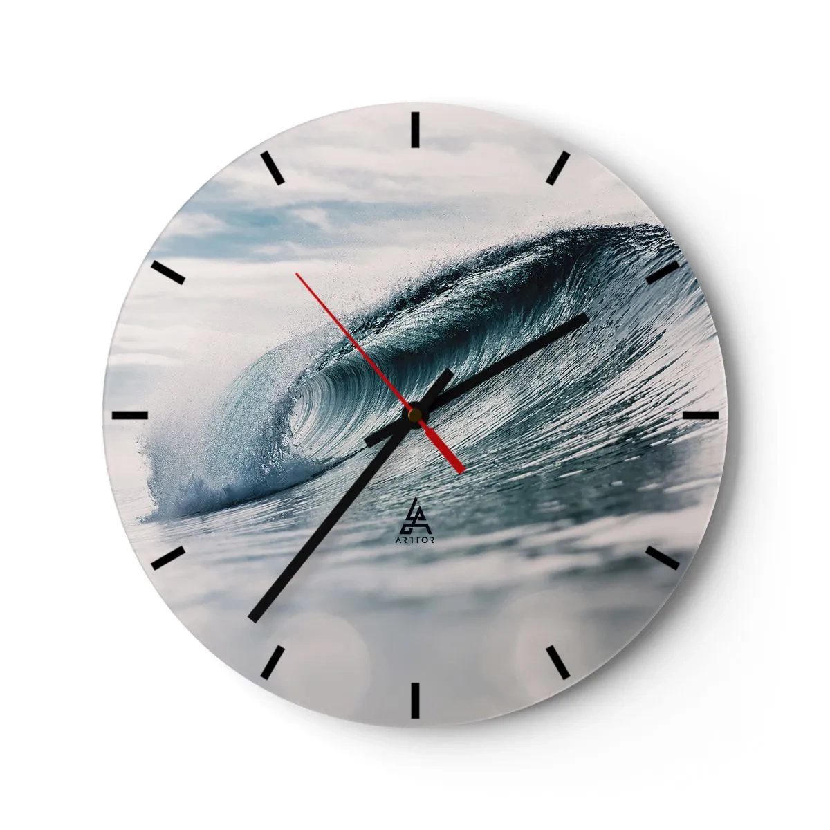 Wall clock - Clock on glass - Water Summit - 40x40 cm