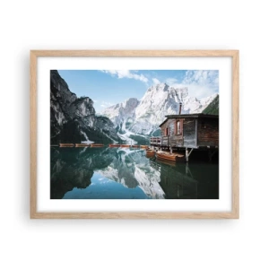 Poster in light oak frame - Crystal, Mountain Morning - 50x40 cm