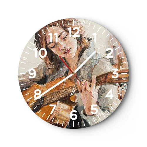 Wall clock - Clock on glass - Concert for Guitar and Girly Heart - 40x40 cm