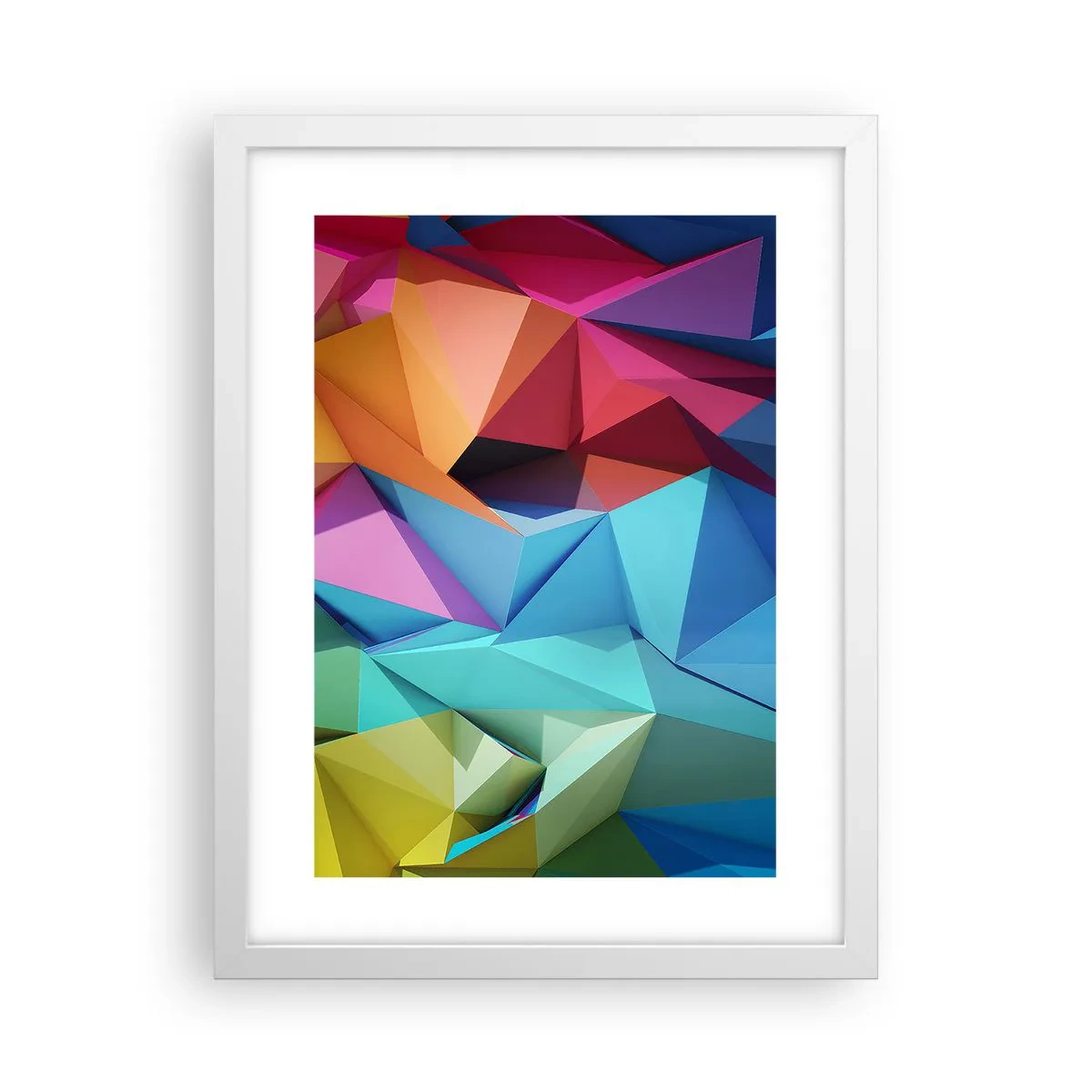 Poster in white frmae - Rainbow Origami - 30x40 cm