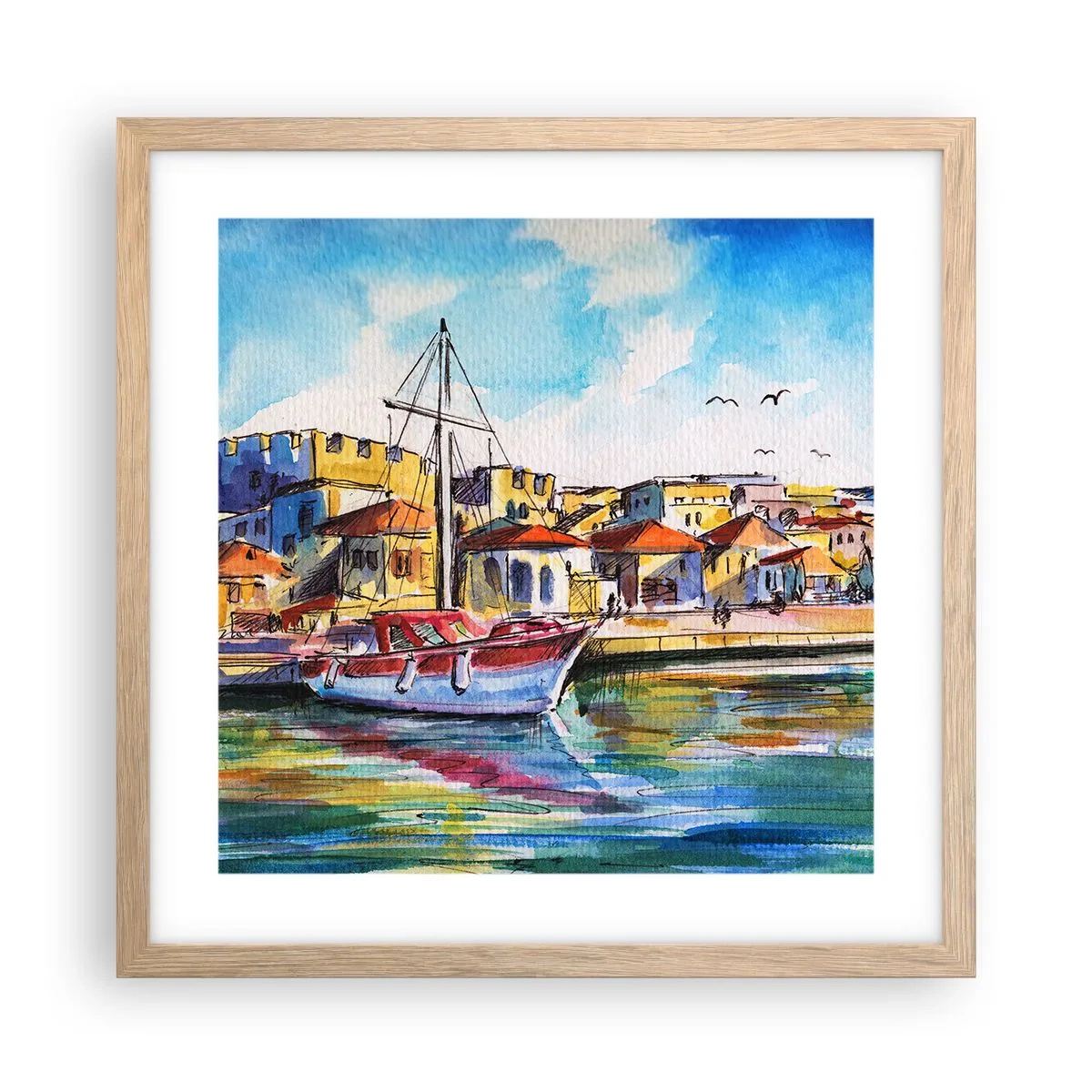 Poster in light oak frame - Rainbow Afternoon - 40x40 cm