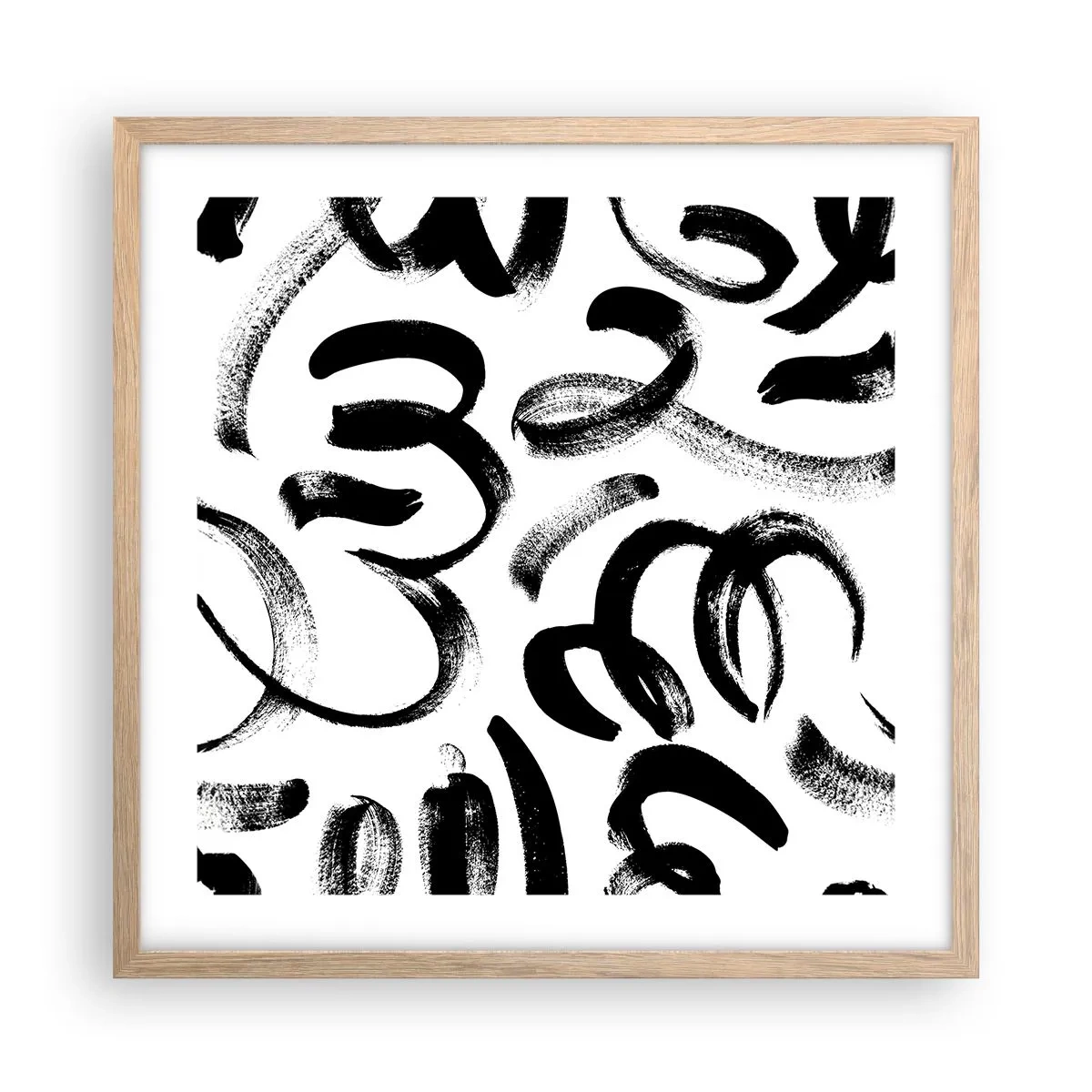 Poster in light oak frame - Black on White - 50x50 cm