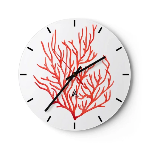 Wall clock - Clock on glass - Coral Filigree - 40x40 cm