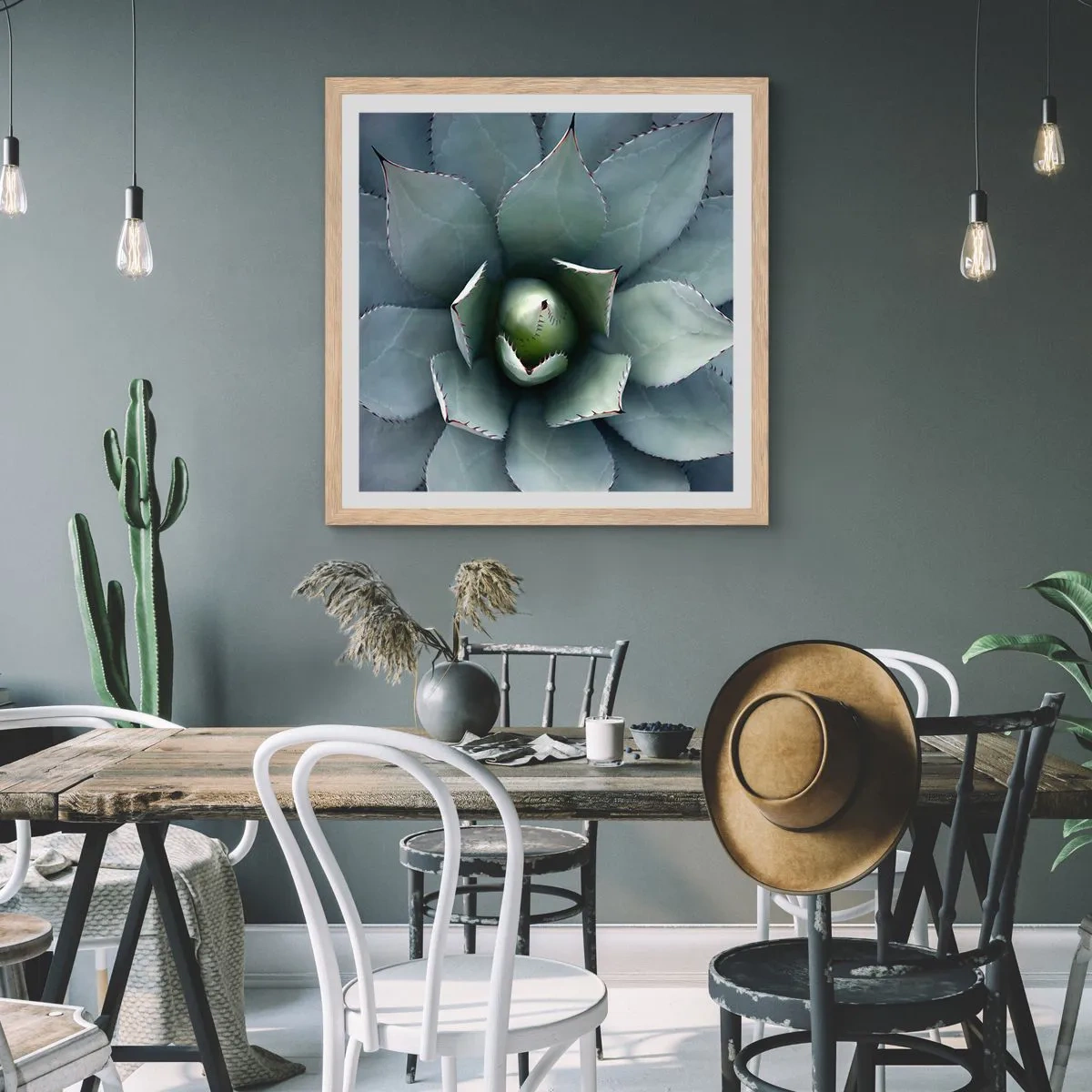 Poster in light oak frame - Attracts and Warns - 40x40 cm