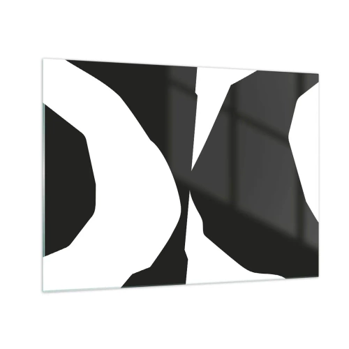 Glass picture - Black and white graphic composition in a contrasting positive-negative style - 70x50cm - Positive - Negative - Modern wall decoration for the living room and bedroom ARTTOR