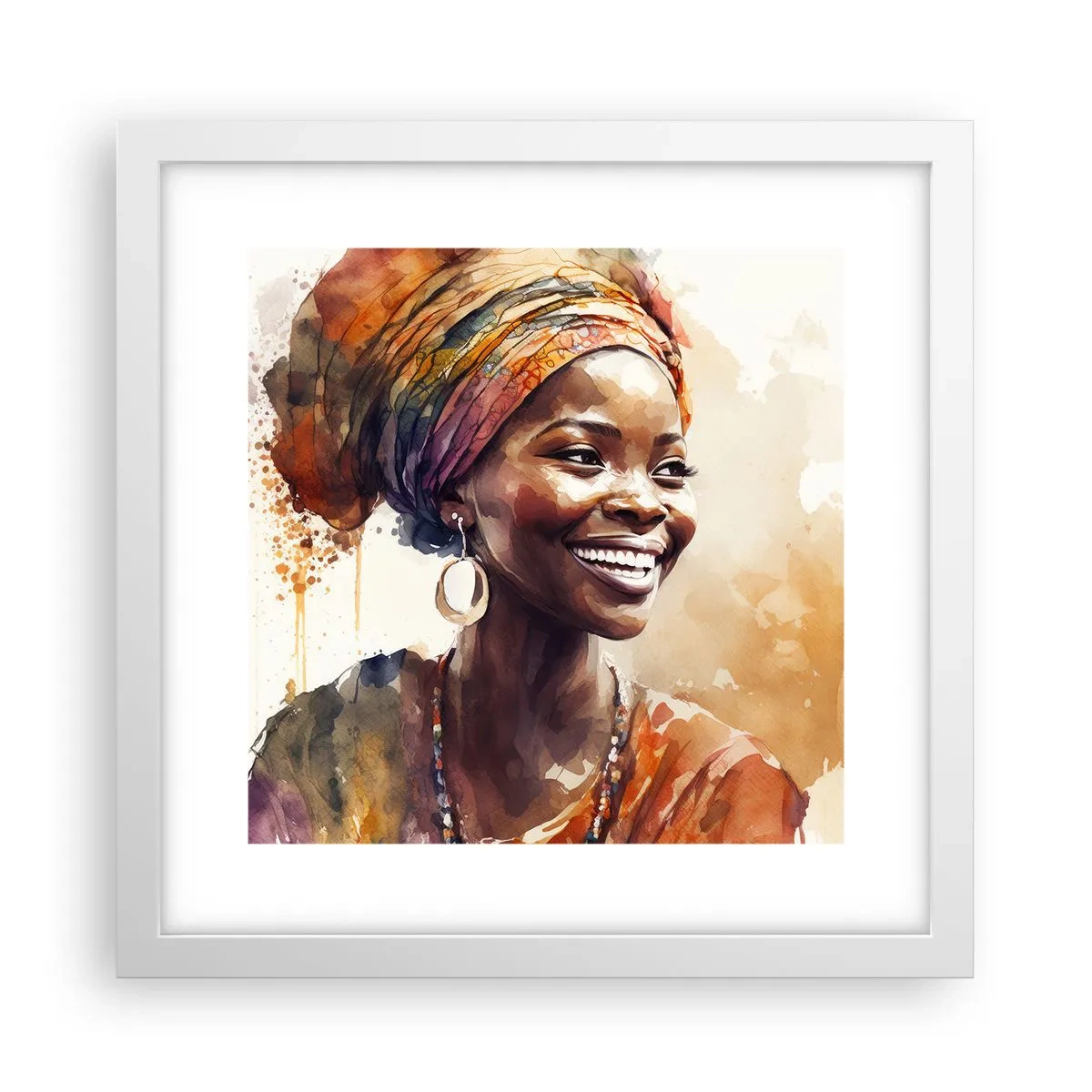 Poster in white frmae - African Queen - 30x30 cm