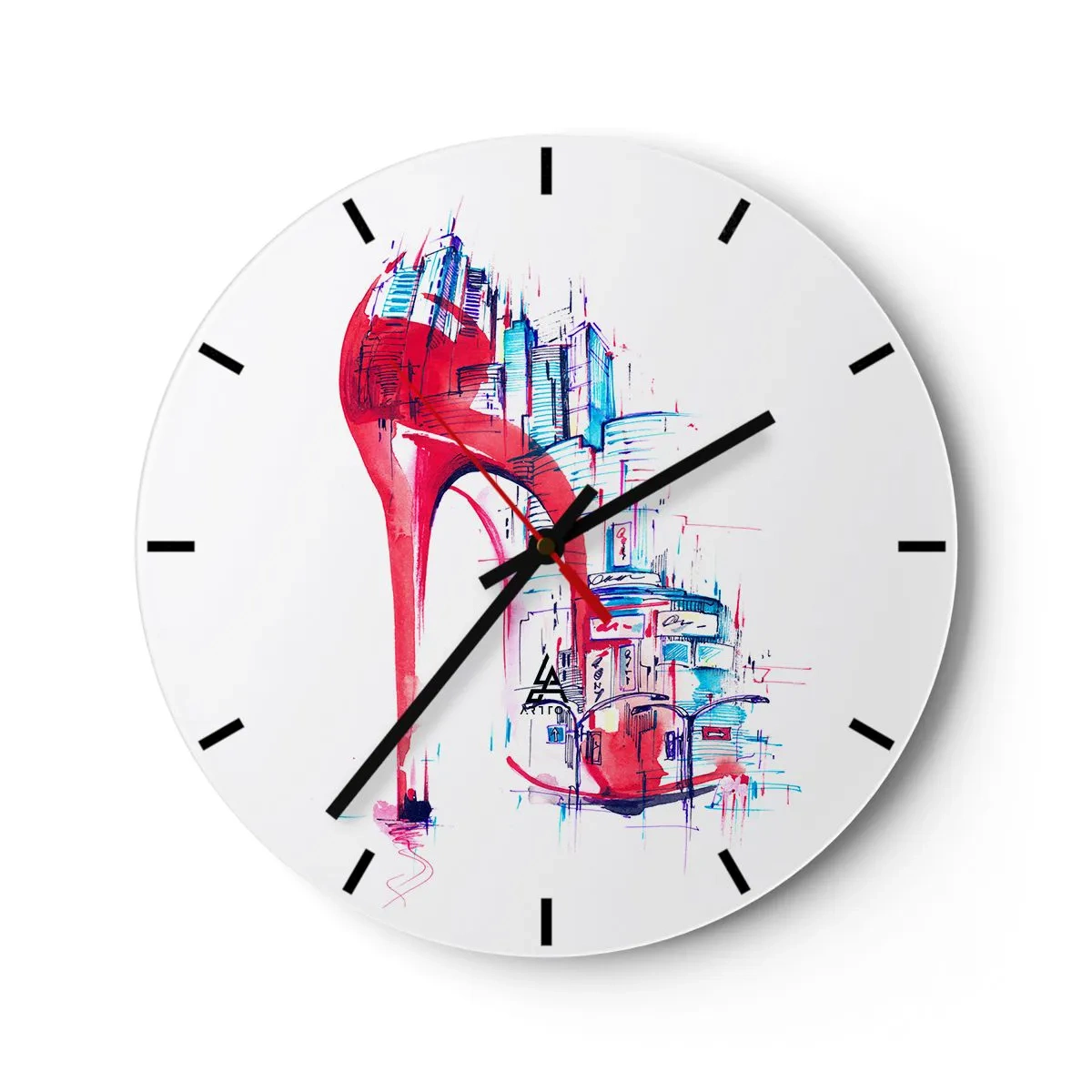 Wall clock - Clock on glass - Big City Elegance - 40x40 cm