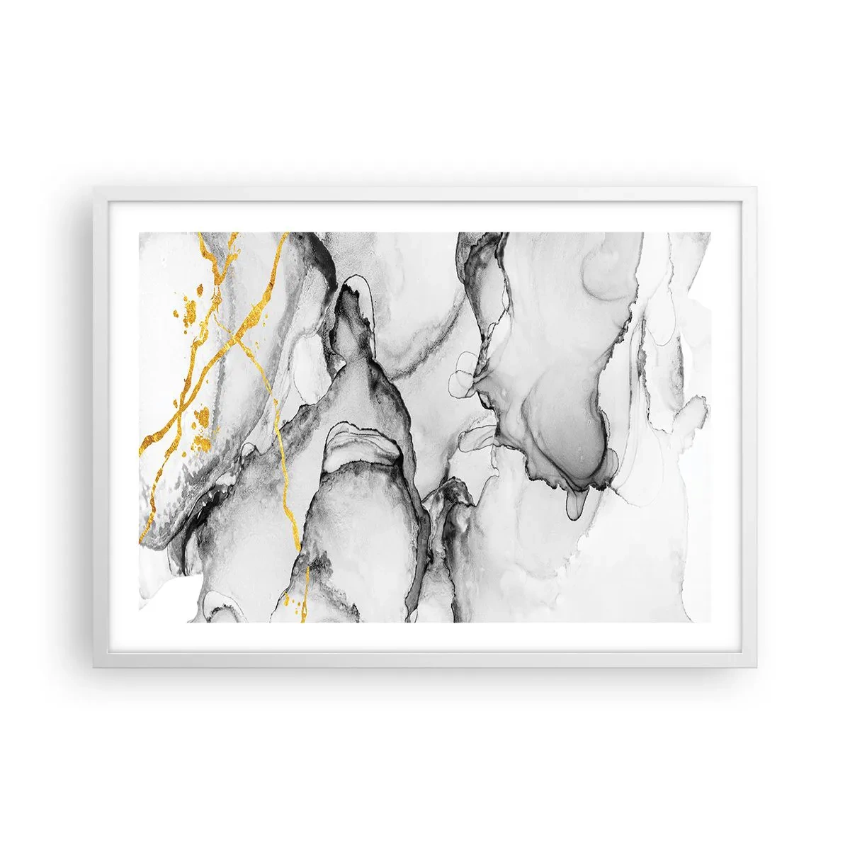 Poster in white frmae - Composition with a Golden Motif - 70x50 cm
