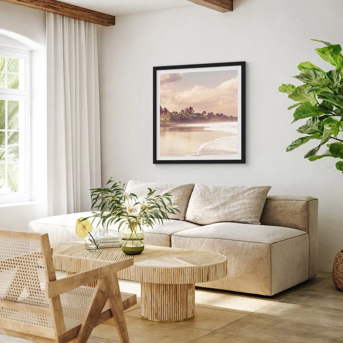 Poster in black frame - Caress of the Waves - 40x40 cm