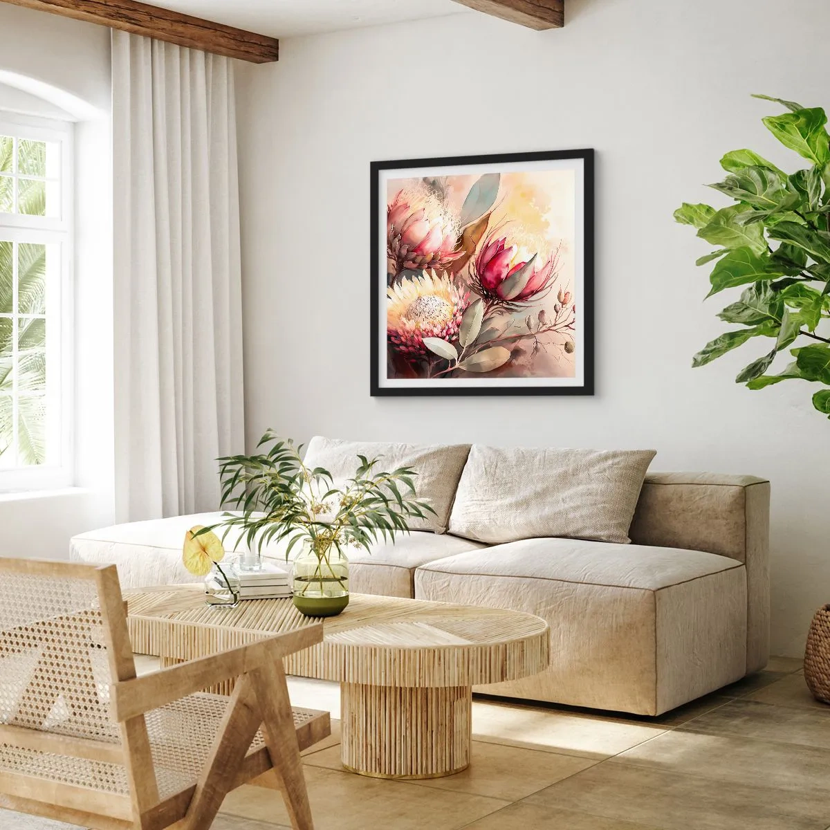 Poster in black frame - Profile and En Face - 30x30 cm