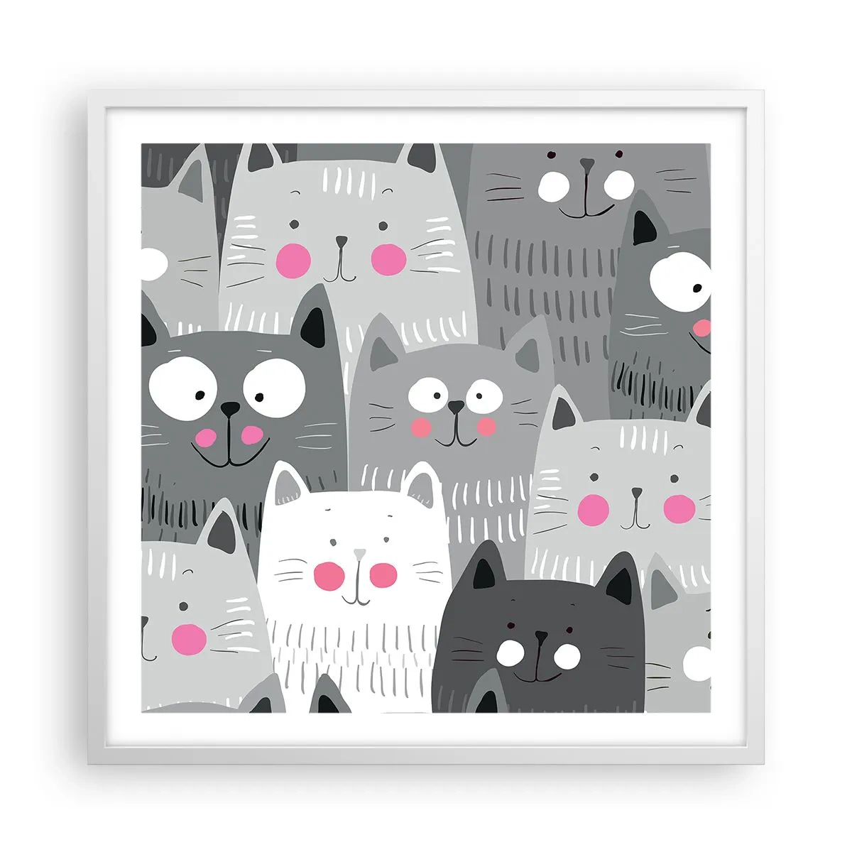 Poster in white frmae - Cat's World - 60x60 cm