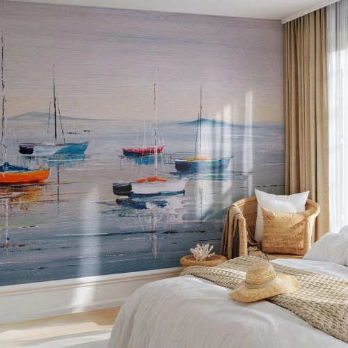 Photo Wallpaper Premium Canvas - Deserved Rest - Nautical, Sailboats, Seaside - 350x256 cm