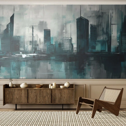 Self-Adhesive Photo Wallpaper Deluxe Sticker - City in the Colour of Rain - City, Architecture, Piece - 350x256 cm