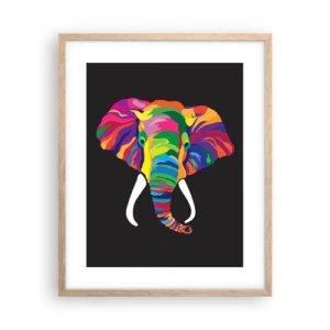 Poster in light oak frame - Elephant That Enjoyed Rainbow Bath - 40x50 cm