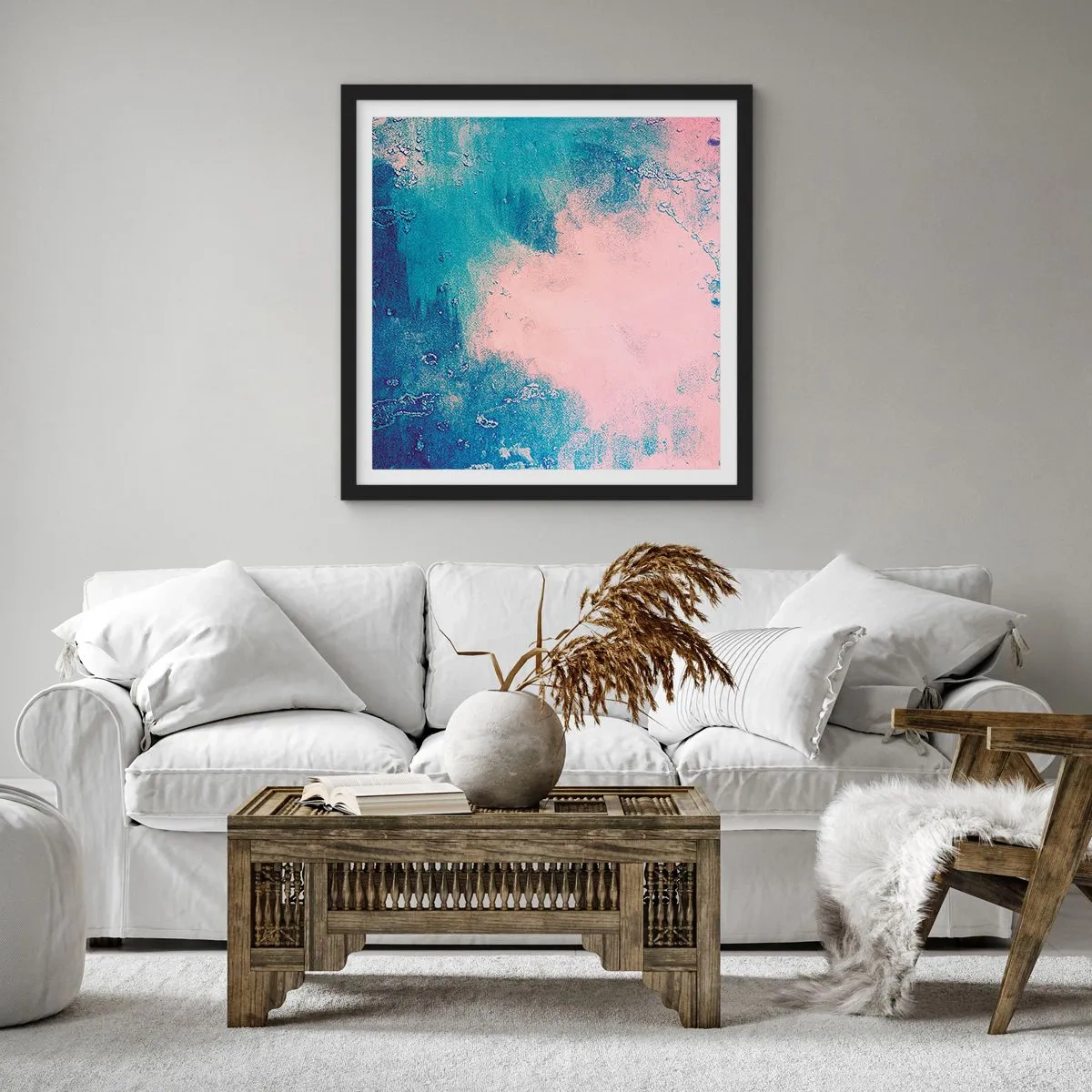 Poster in black frame - Blue Hug - 40x40 cm