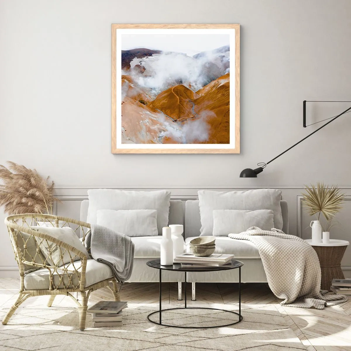 Poster in light oak frame - Severe Beauty of Iceland - 50x50 cm