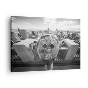 Canvas picture - Monochrome view through the telescope of the city panorama - 70x50cm - City of Cities - Modern wall decoration for the living room and bedroom ARTTOR