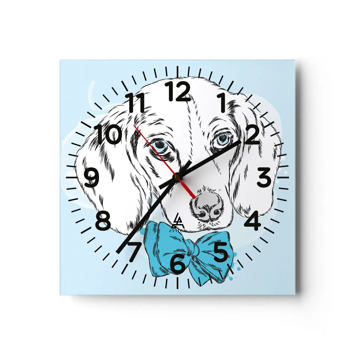 Wall clock - Clock on glass - Dog Elegance - 30x30 cm