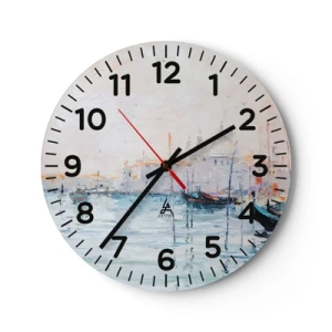 Wall clock - Clock on glass - Behind Water behind Fog - 40x40 cm