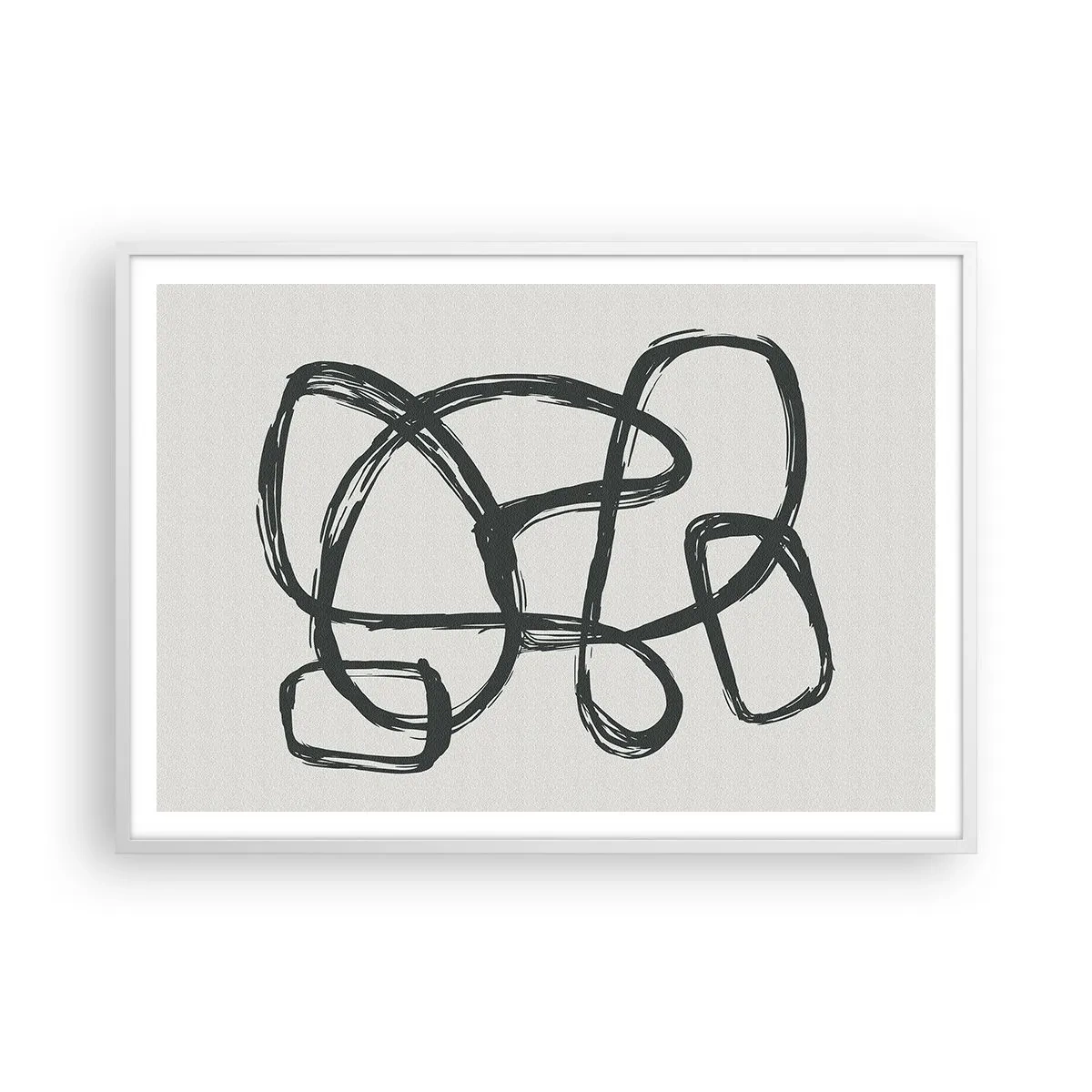 Poster in white frmae - Abstract in Loops - 100x70 cm