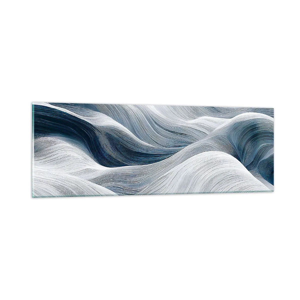 Glass picture - White and Blue Waves - 90x30 cm