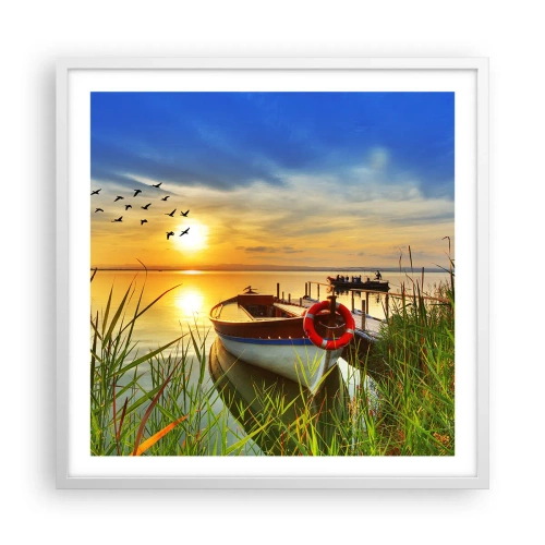 Poster in white frmae - Cormorants Are Flying Away - 60x60 cm