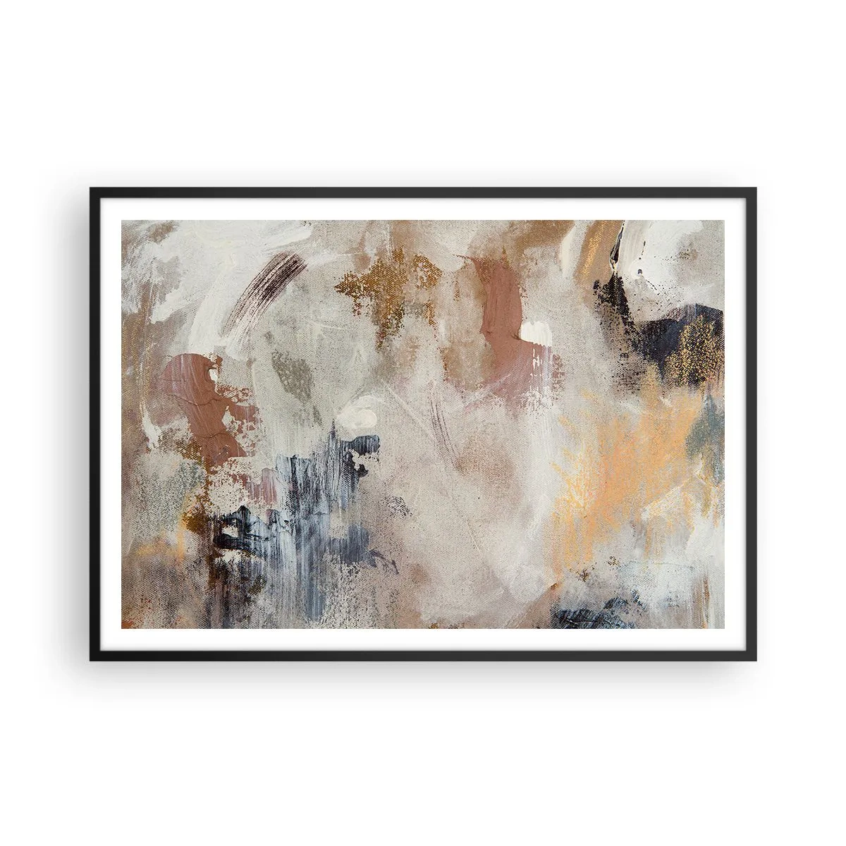 Poster in black frame - Foggy Abstract - 100x70 cm