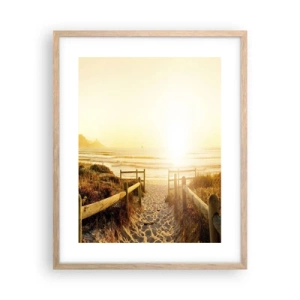 Poster in light oak frame - Through the Dune, Towards the Sun - 40x50 cm